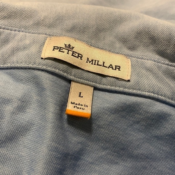 Peter Millar Other - Peter Millar Solid Blue Golf Polo Shirt L logo embroidered